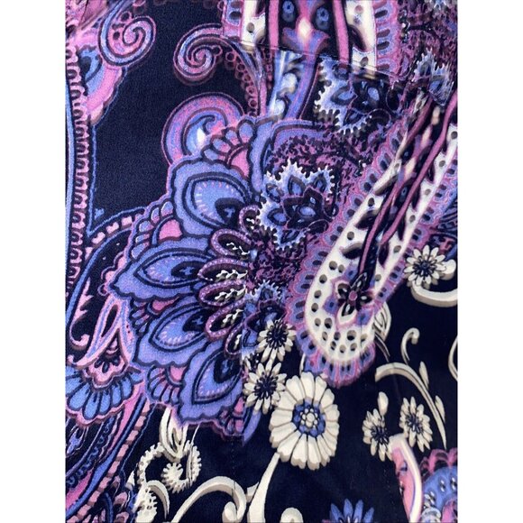 Jones New York Signature Women Navy Purple Paisley Blouse Top Plus Size 2X - Picture 6 of 13